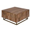 Royal Hampton 33 Inch Lift Top Storage Trunk Coffee Table, Square, Mango Wood - 4 of 4