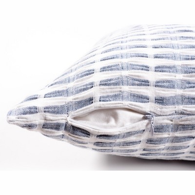 Navy and White Striped Cotton Euro Pillow Covers, Set of 2
