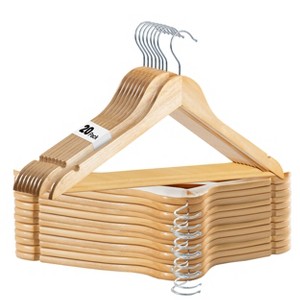 Lux Decor Wooden Hangers Premium Clothe Hangers with 360 Swivel Hook & Shoulder Grooves for Dress Pent & Wardrobe Organizer- Pack of 20/30 (Natural) - 1 of 4