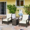 Outsunny 3 Piece Patio Furniture Set, PE Rattan Wicker Storage Table and Chairs w/ Tufted Cushions - 2 of 4