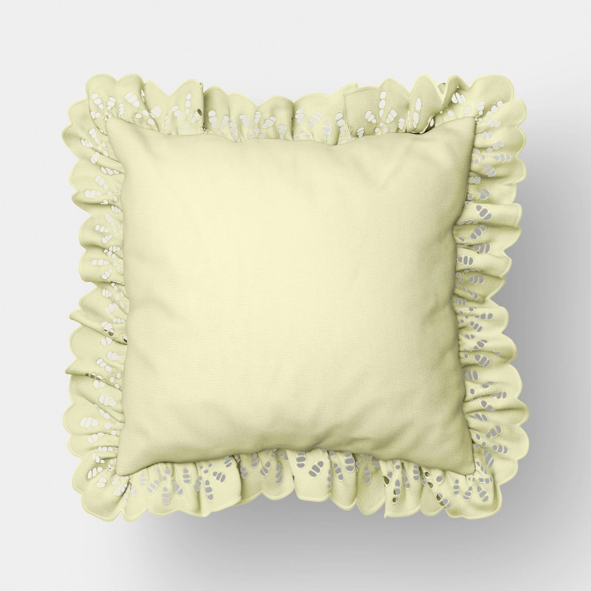 26"x26" Eyelet Ruffle Outdoor Throw Pillow Sage Green - Threshold™ designed with Studio McGee