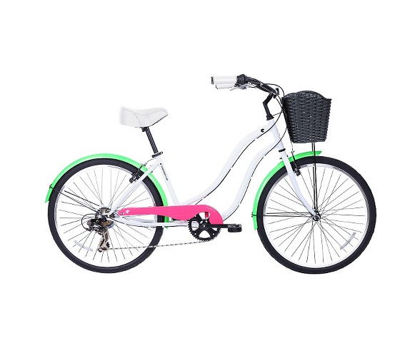 Gama Bikes Women's Cruiser 26" 7-Speed Urban Hybrid Commuter - Fluor