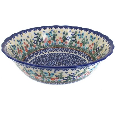 Blue Rose Polish Pottery Garden of Eden Large Serving Bowl