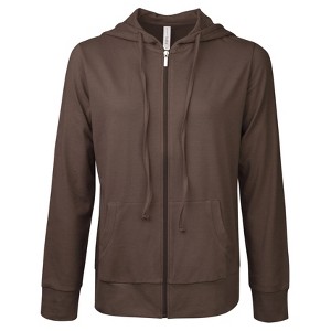 Sofra Women's Cotton Comfort Zip Up Hoodie Jersey Sweater - 1 of 3