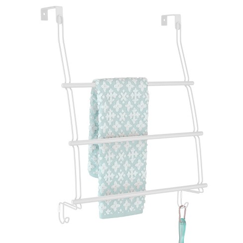 Mdesign Adjustable Metal 3-tier Bath Over Door Towel Rack Holder, Matte  White : Target