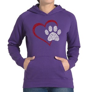 LA Pop Art Paw Heart - Women's Word Art Hooded Sweatshirt - 1 of 4