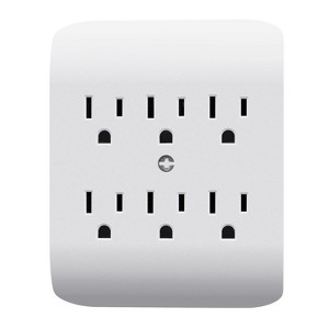 Itopfox 6-Outlet Wall Tap Extender with Central Anchor, 3-Prong Grounded, Multiple Electrical Outlets, ETL Listed, White - 1 of 4