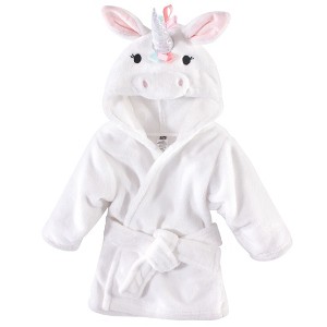 Hudson Baby Infant Girl Plush Animal Bathrobe, Rainbow Unicorn, 0-9 Months - 1 of 1