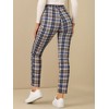 Allegra K Women's Plaid Tartan High Waisted Button Casual Pants - 4 of 4