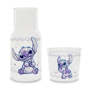 Silver Buffalo Disney Lilo & Stitch 18-Ounce Glass Pitcher and 8-Ounce Cup - 1 of 4