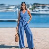 Women's Royal Blue Tie Waist Jumpsuit - Cupshe - 4 of 4