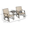 Outdoor Glider Chairs with Coffee Table, Patio 2-Seat Rocking Chair Swing Loveseat with Breathable Sling for Backyard, Garden, and Porch - 3 of 4