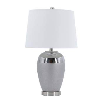 14"x23.8" Two Tone Ceramic Table Lamp Silver/White - A&B Home