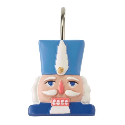 Nutcracker and Christmas Tree Resin Shower Curtain Hooks Set