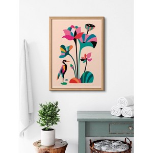 18" x 24" Blake Mid Century Modern Lotus by Rachel Lee of My Dream Wall Framed Printed Glass Natural - Kate & Laurel All Things Decor - 1 of 4