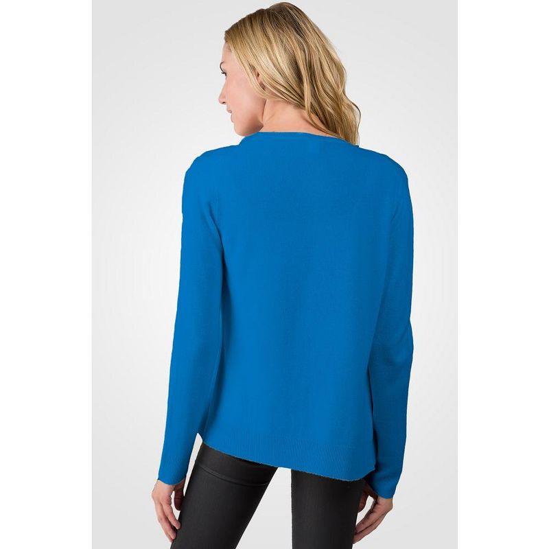 JENNIE LIU Women's 100% Cashmere Button Front Long Sleeve Crewneck Cardigan Sweater, 4 of 5