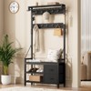 GIKPAL Hall Tree with Bench - 6-in-1 Wider 39.4" Entryway Shoe Rack, 24 Hooks & 2 Drawers, Hanging Rod & Top Shelf for Hallway - 3 of 4