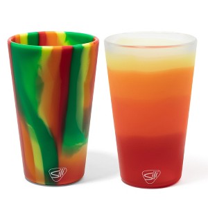 Silipint: Silicone Pint Glasses: 2 pk - Marigold & Habiscus - 1 of 4