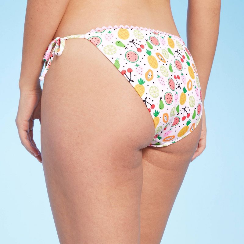Women's Fruit Print Side-Tie High Leg Cheeky Bikini Bottom - Wild Fable™ White, 6 of 10