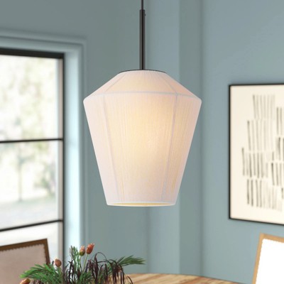 Rennnsan Quinmere 10"W 1-Light Lantern Linen Country Dimmable Pendant in Black