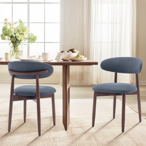 Set of 2 Modern Upholstered Wood Dining Chairs with Fabric Seat and Foot Pegs, Kitchen Side Chairs for Dining Room or Cafe - 1 of 4