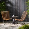 SKRAN Set of 2  Outdoor Lounge Chairs, Boho Style Seating with Wicker and Iron Frame, Patio Garden Accent Chairs Set with Curved Back, Light Brown - 2 of 4