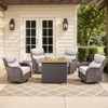 Buenhomino 5 Pieces Patio Wicker Furniture Set - 4 Outdoor Swivel Rocker Glider Chairs with Propane Fire Pit Table, Warm Patio Conversation Set - 2 of 4
