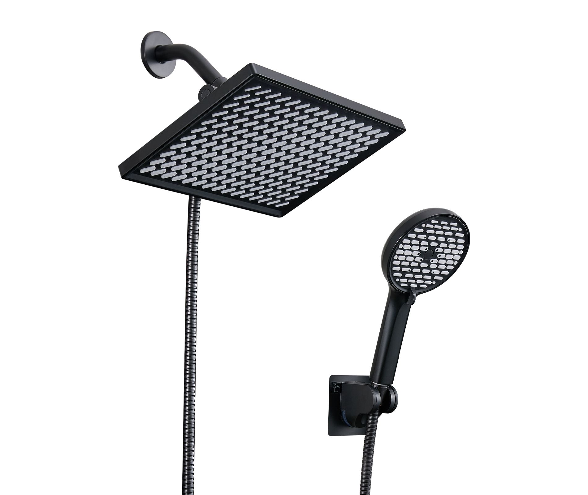 Cobbe Adjustable 12" Rectangular High Pressure Dual Shower Head with 6-Spray Handheld Shower