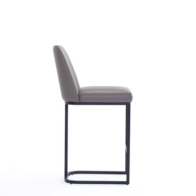 Serena Gray Leatherette Upholstered Metal Counter Stools, Set of 2