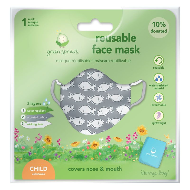 Green Sprouts Fish Reusable Child Face Mask - 1 ct, 1 of 4