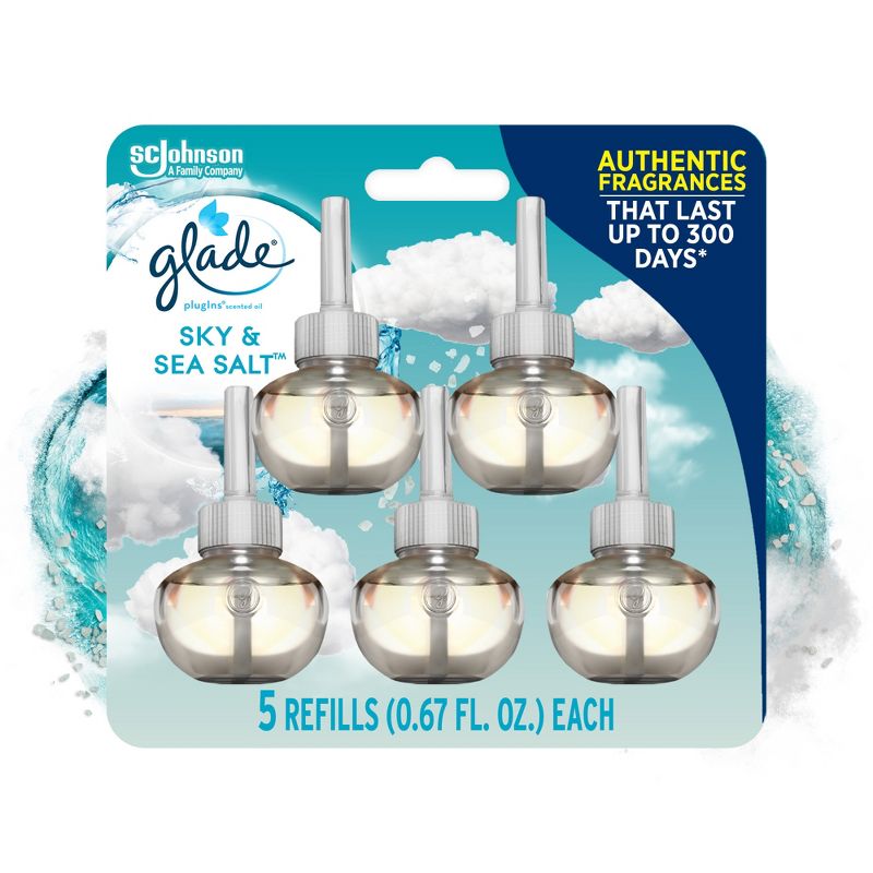 Glade PlugIns Scented Oil Air Freshener Refills - Sky &#38; Sea Salt - 3.35 fl oz/5pk, 1 of 15