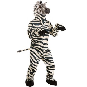 HalloweenCostumes.com One Size Fits Most   Zebra Suit with Mouth Mover Mask for Adults, Black/White - 1 of 4