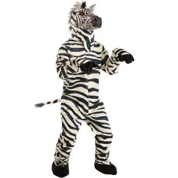 HalloweenCostumes.com One Size Fits Most   Zebra Suit with Mouth Mover Mask for Adults, Black/White