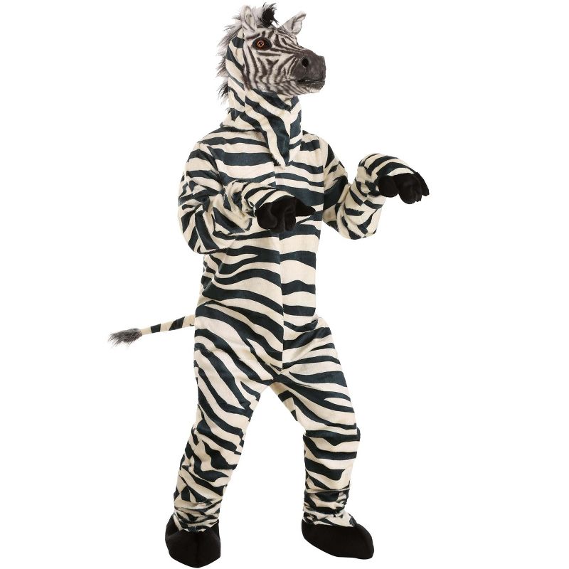 HalloweenCostumes.com One Size Fits Most   Zebra Suit with Mouth Mover Mask for Adults, Black/White, 1 of 12