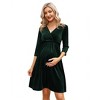 Maternity Dress Women's Velvet Retro V-Neck A-Line Sexy Photoshoot Dress Holiday Dress Evening Dress Wedding Guest Green Velvet7vLarge - 3 of 4