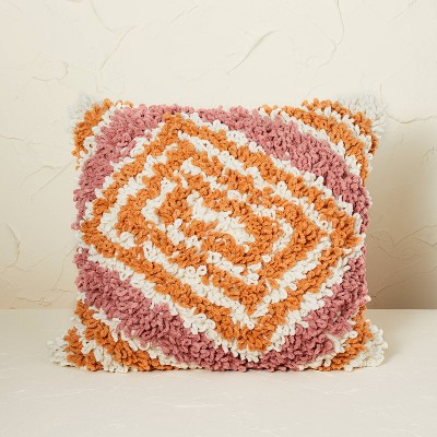 Tufted Shag Diamond Patterned Square Throw Pillow - Opalhouse™ designed with Jungalow™