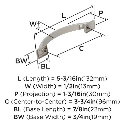 Polished Nickel 3-3/4 inch Cabinet Pull with Mounting Hardware