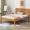 Okak Full/Twin Natural Platform Beds with Wide Wood Headboard,Solid Wood Bed Frame for Primary Bedroom,No Spring Box Needed - 2 of 4