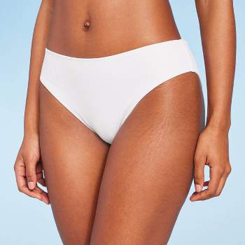 Women's Ring Detail Medium Coverage High Waist Extra High Leg Bikini Bottom  - Shade & Shore™ White Xl : Target