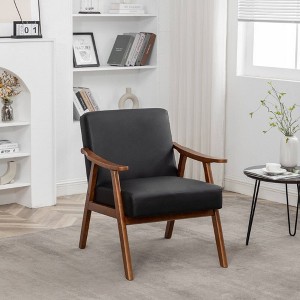 CAVINAS Upholstered Accent Chair,Mid Century Arm Chair with Wood Frame for Bedroom,Reading Room - 1 of 4