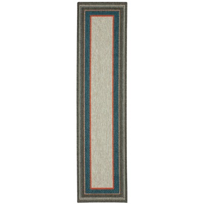 Oriental Weavers Latitude 8021L Grey/ Teal Indoor/Outdoor Area Rug - 1'10" x 7'6"