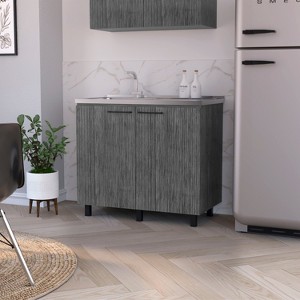Smokey Oak Utility Sink and Cabinet - 1 of 1