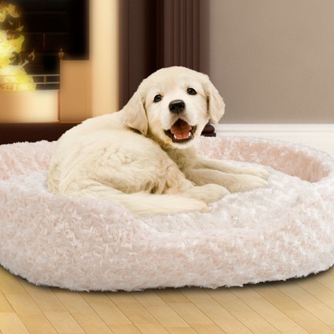 petmaker extra large round ivory plush cuddle bed