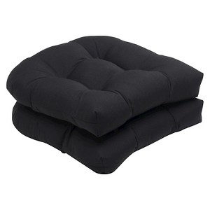 2pc Outdoor Wicker Seat Cushion Set - Black - Sunbrella
