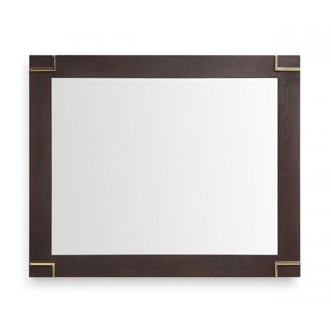 HomeRoots 33" Brown and Gold Wood Framed Accent Mirror - 1 of 4