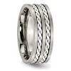 Black Bow Jewelry 8mm Titanium & Sterling Silver Braided Inlay Flat Comfort Fit Band - 4 of 4