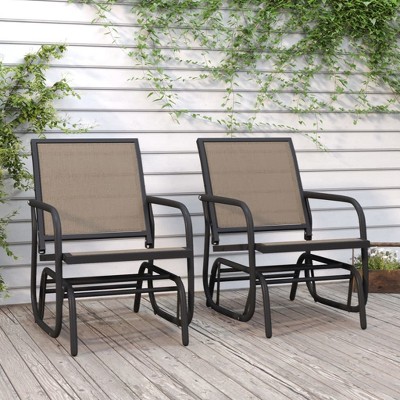 vidaXL Garden Glider Chairs 2 pcs Brown 24 in.x29.9 in.x34.3 in. Textilene&Steel