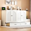 Foldable Queen Size Murphy Bed with Rattan Doors,Cabinet Bed with USB Port and Drawers for Small Spaces-The Pop Home - 2 of 4