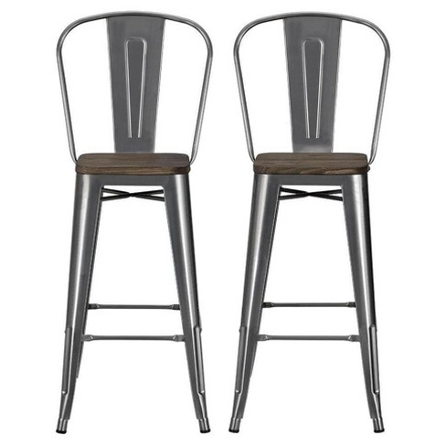 Set Of 2 30 Lio Metal Barstools With Wood Seat Room Joy Target