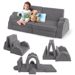 11Pcs Modular Kids Couch for Toddler Creative Play, Kids Convertible Sofa Foam Couch Playset for Playroom - 1 of 4